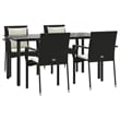 vidaXL Poly Rattan 5-Piece Garden Dining Set in Black and Cream White