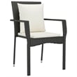 vidaXL Poly Rattan 5-Piece Garden Dining Set in Black and Cream White