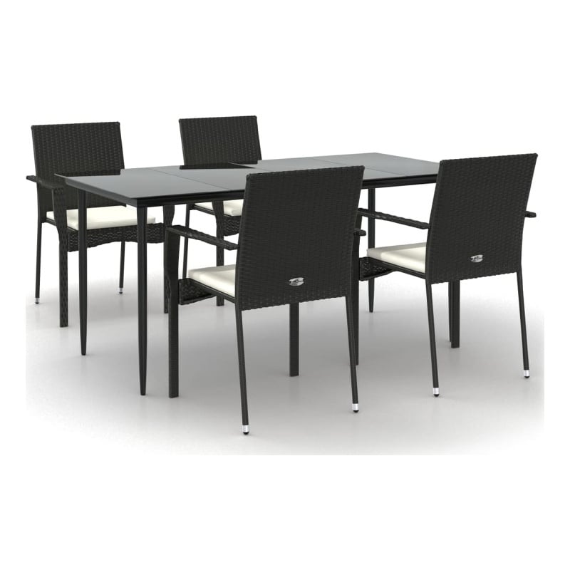vidaXL Garden Dining Set in Black/Cream White