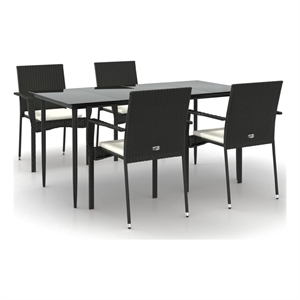 vidaXL Garden Dining Set in Black/Cream White