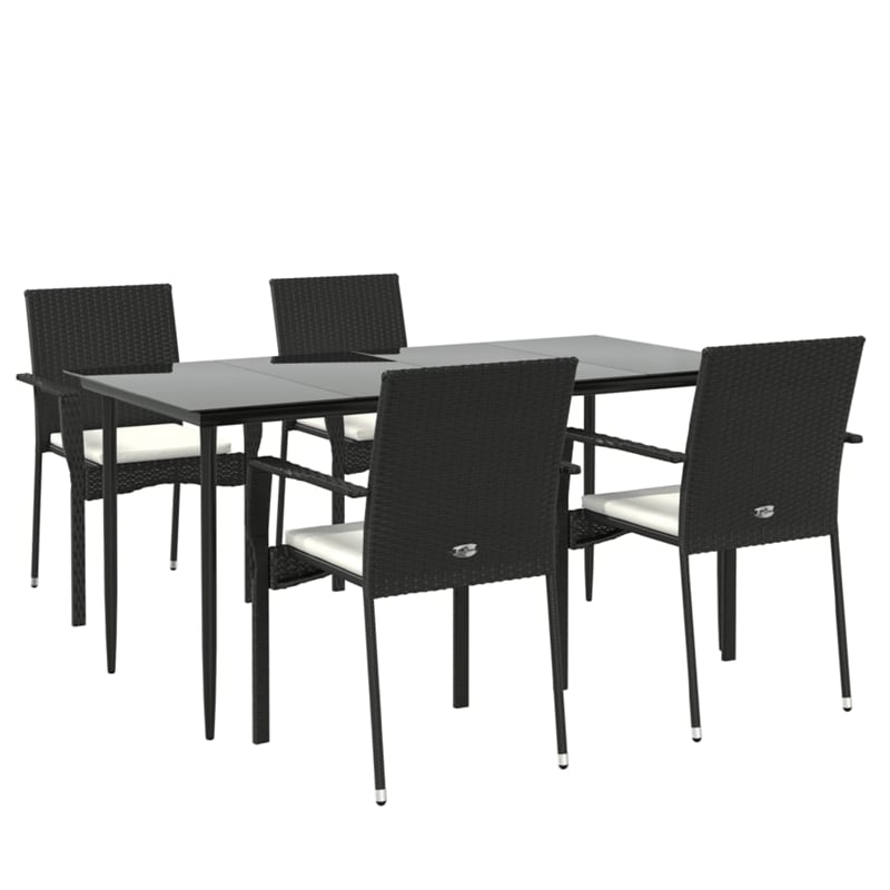 vidaXL Garden Dining Set in Black/Cream White