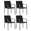 vidaXL Poly Rattan/Steel/Tempered Glass Garden Dining Set in Black