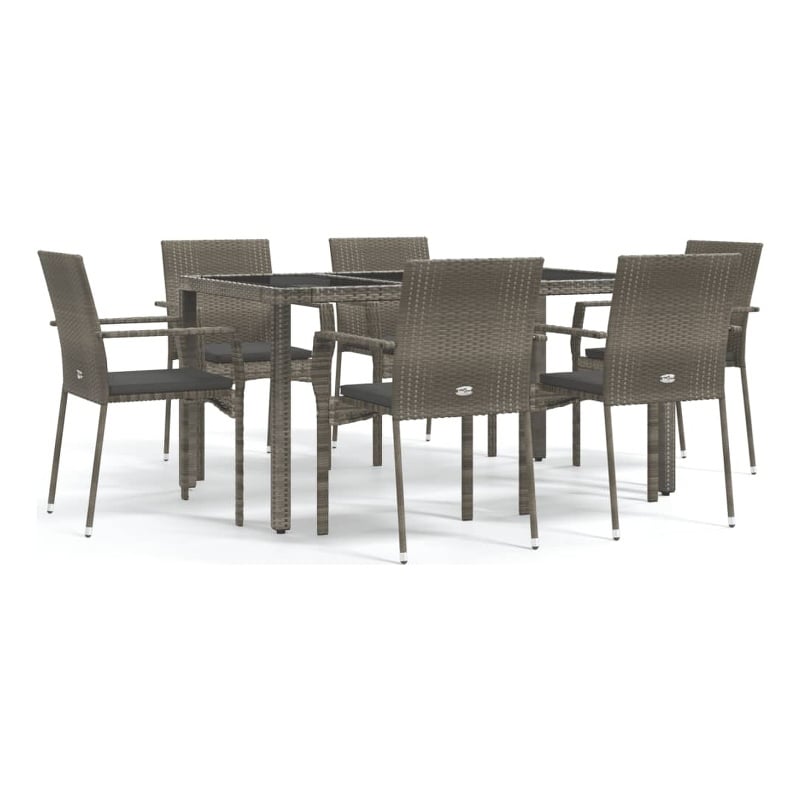 vidaXL 7 Piece Garden Dining Set in Gray