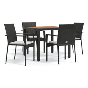 vidaXL Garden Dining Set in Black/Cream White