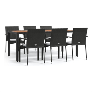 vidaXL Garden Dining Set in Black/Cream White