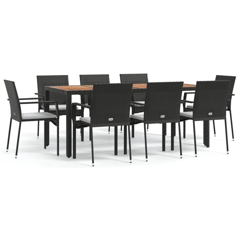 vidaXL Garden Dining Set in Black/Cream White