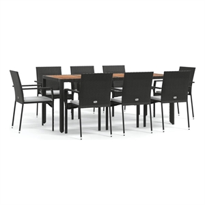 vidaXL Garden Dining Set in Black/Cream White