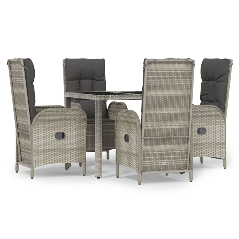 vidaXL Poly Rattan 5 Piece Garden Dining Set in Gray