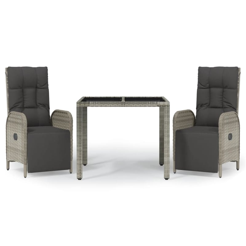 vidaXL 3 Piece Garden Dining Set in Gray