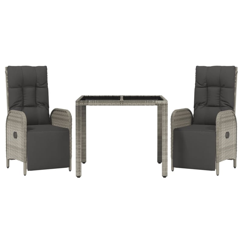 vidaXL 3 Piece Garden Dining Set in Gray