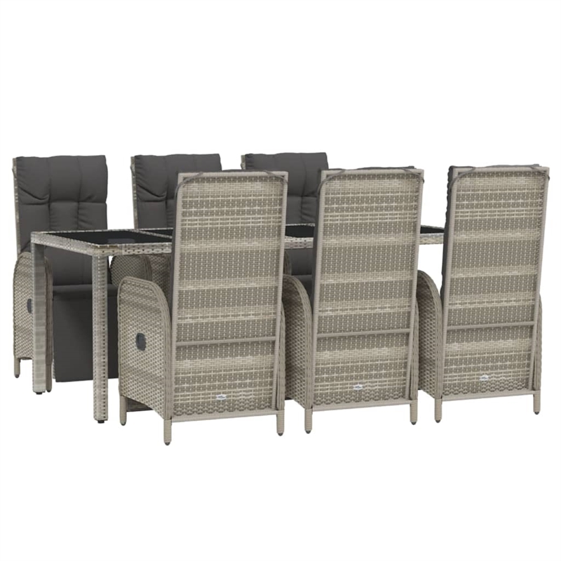 vidaXL PE Rattan/Powder-Coated Steel/Tempered Glass Garden Dining Set in Gray