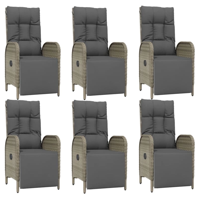 vidaXL PE Rattan/Powder-Coated Steel/Tempered Glass Garden Dining Set in Gray