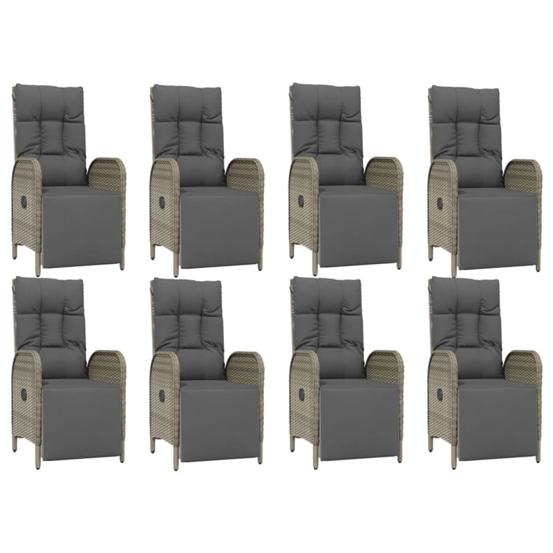 vidaXL PE Rattan/Powder-Coated Steel/Tempered Glass Garden Dining Set in Gray