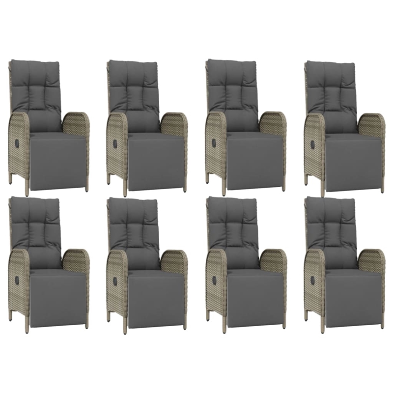 vidaXL PE Rattan/Powder-Coated Steel/Tempered Glass Garden Dining Set in Gray