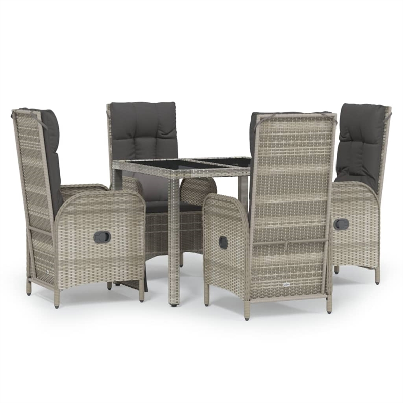 vidaXL Poly Rattan 5 Piece Garden Dining Set in Gray