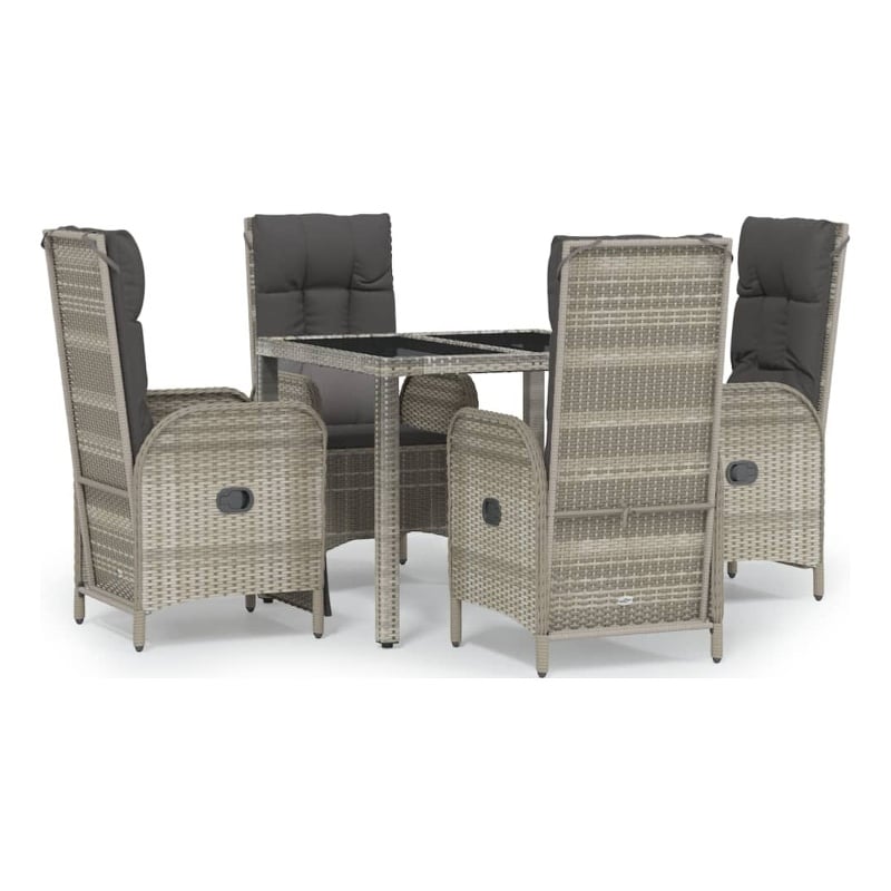 vidaXL Poly Rattan 5 Piece Garden Dining Set in Gray
