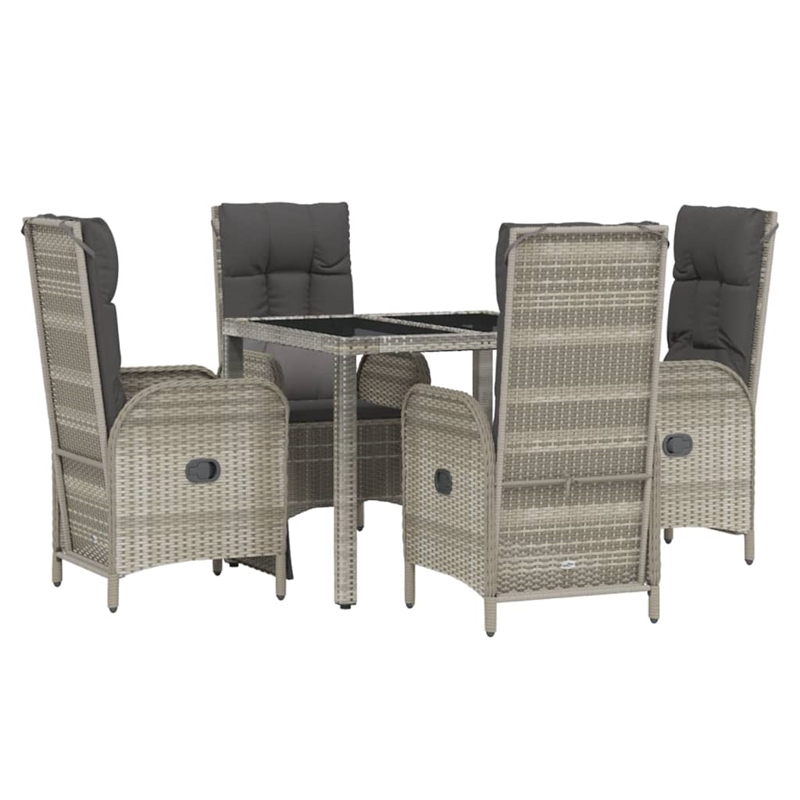 vidaXL Poly Rattan 5 Piece Garden Dining Set in Gray