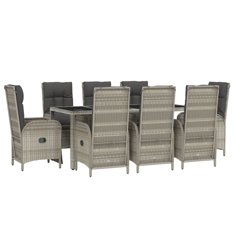 vidaXL 9 Piece Garden Patio Dining Set in Gray