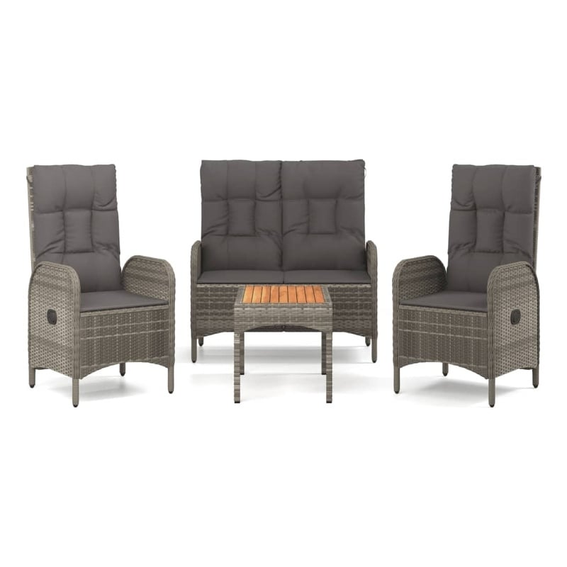 vidaXL 4 Piece Garden Dining Set in Gray