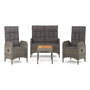 vidaXL 4 Piece Garden Dining Set in Gray