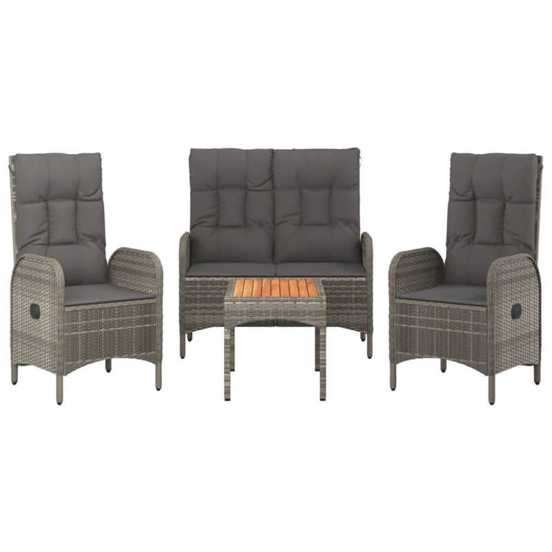 vidaXL 4 Piece Garden Dining Set in Gray