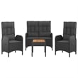 vidaXL Poly Rattan 4-Piece Set Garden Dining Set in Black