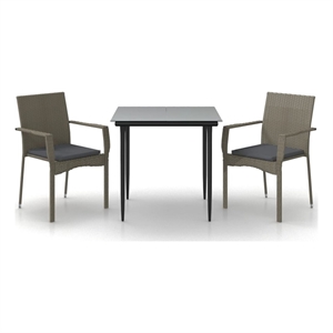 vidaXL Garden Dining Set in Black and Gray