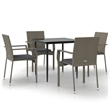vidaXL Garden Dining Set in Black and Gray