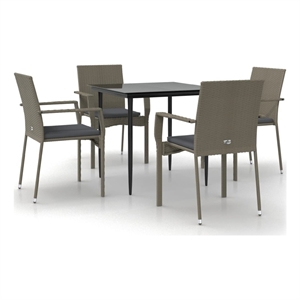 vidaXL Garden Dining Set in Black and Gray