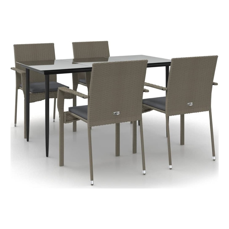 vidaXL PE Rattan Large Modular Garden Dining Set in Black and Gray