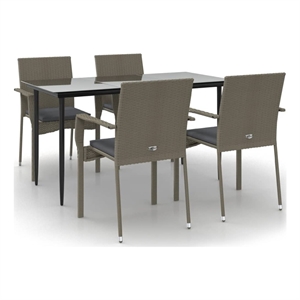 vidaXL PE Rattan Large Modular Garden Dining Set in Black and Gray