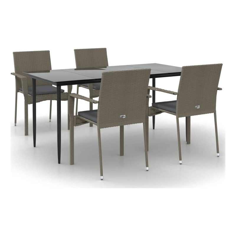 vidaXL Poly Rattan Modular Garden Dining Set in Black