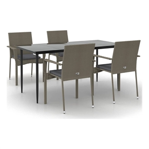 vidaXL Poly Rattan Modular Garden Dining Set in Black