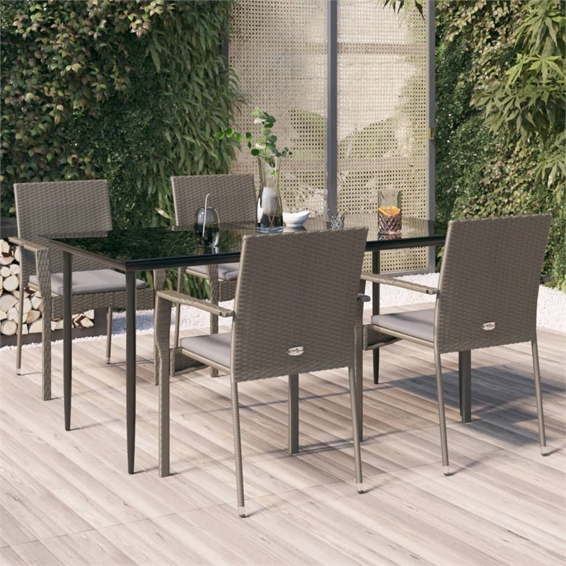 vidaXL Poly Rattan Modular Garden Dining Set in Black
