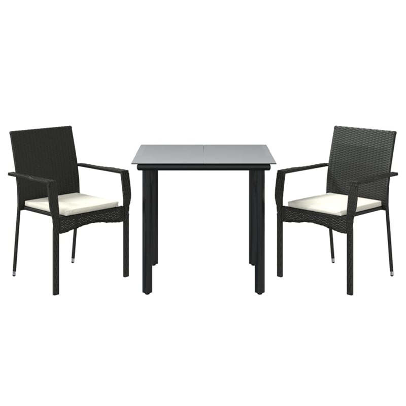 vidaXL Poly Rattan Regular Modular Garden Dining Set in Black
