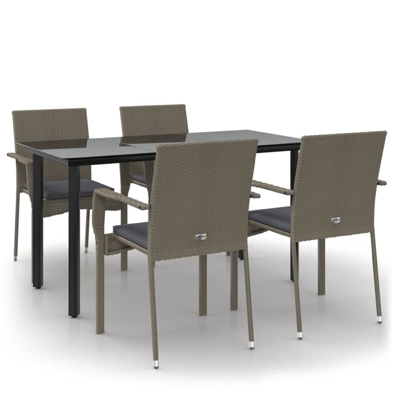 vidaXL Garden Dining Set in Black and Gray