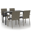 vidaXL Garden Dining Set in Black and Gray