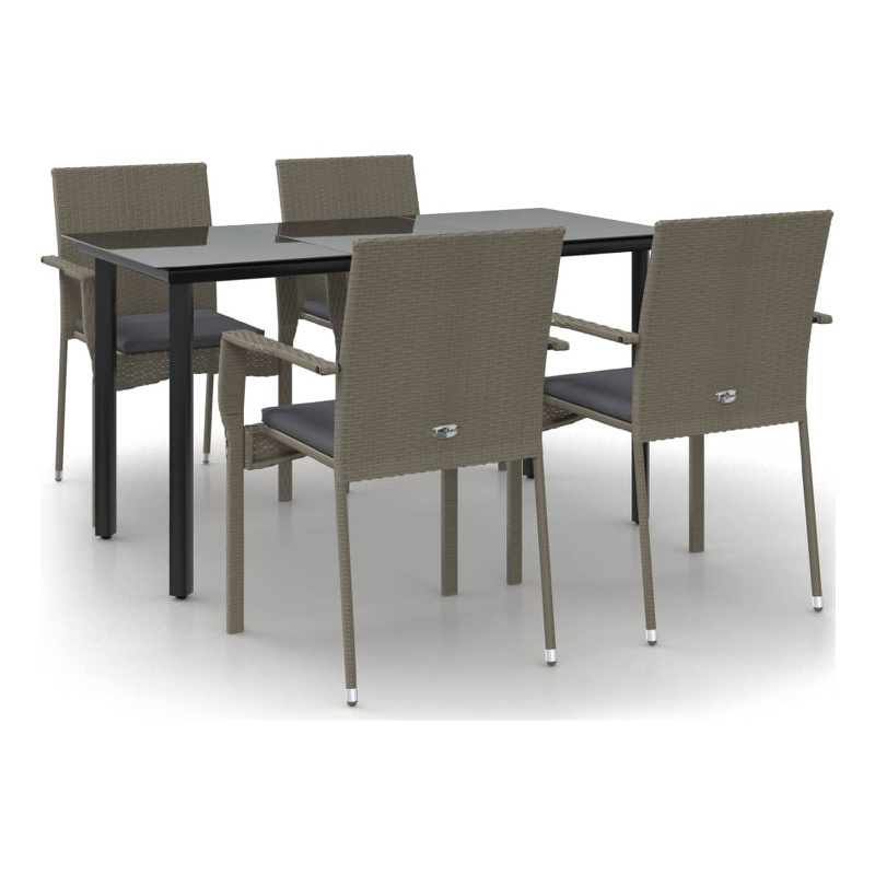 vidaXL Garden Dining Set in Black and Gray