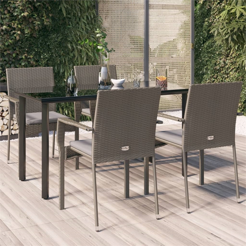 vidaXL Garden Dining Set in Black and Gray