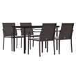 vidaXL PE Rattan/Steel/Tempered Glass Standard Garden Dining Set in Brown