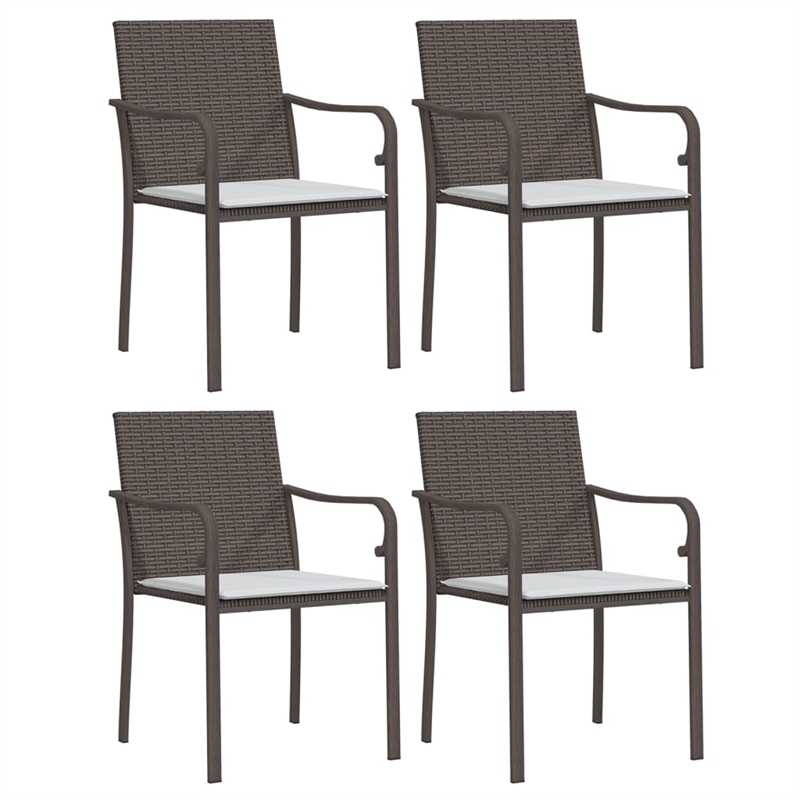 vidaXL PE Rattan/Steel/Tempered Glass Standard Garden Dining Set in Brown
