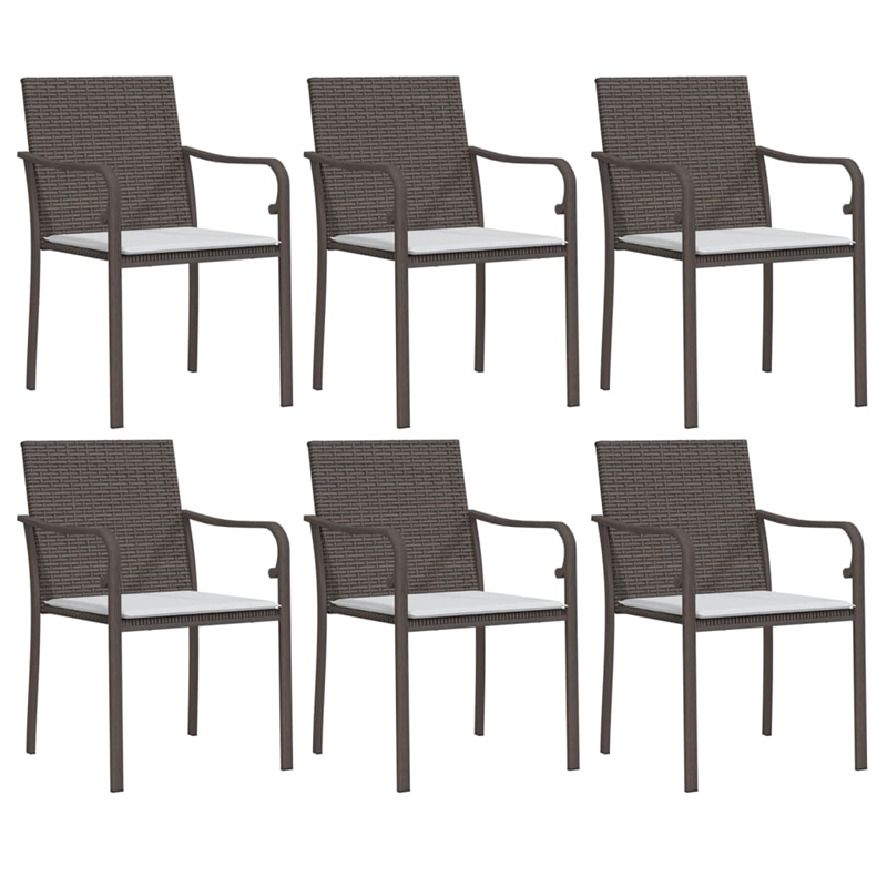 vidaXL Garden Dining Set in Brown Chairs/Black Table/Cream White Cushions