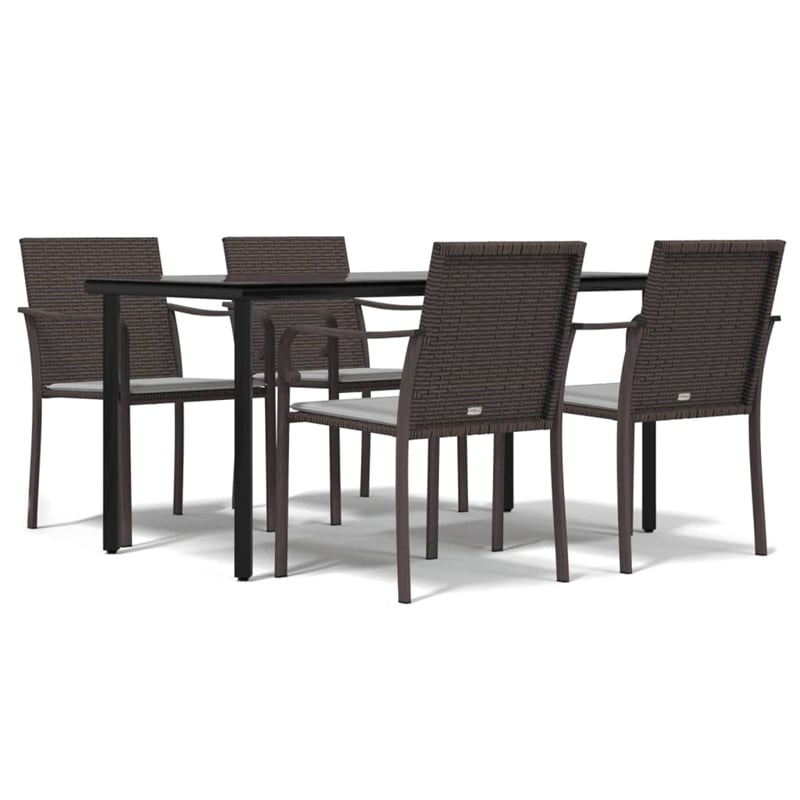 vidaXL PE Rattan Medium Garden Dining Set in Brown