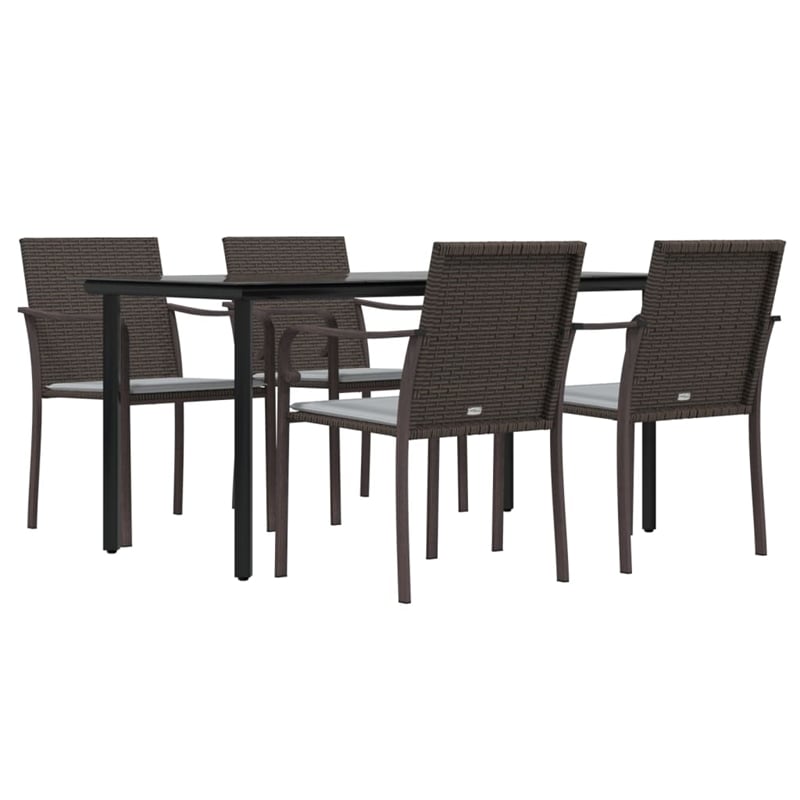vidaXL PE Rattan Medium Garden Dining Set in Brown