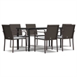 vidaXL Garden Dining Set in Brown Chair/Black Table/Cream White Cushion