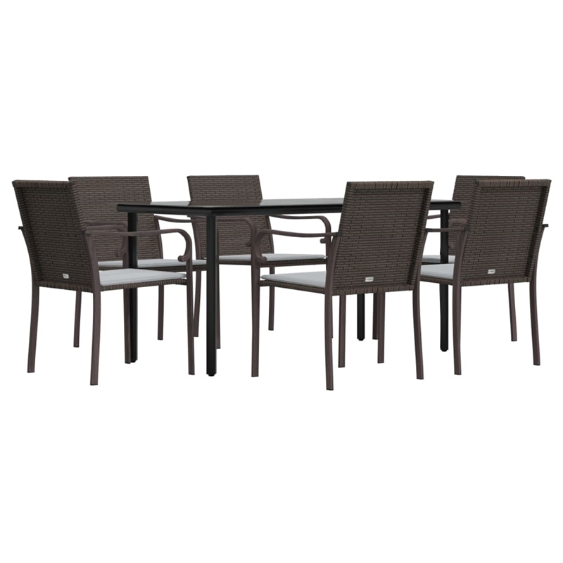 vidaXL Garden Dining Set in Brown Chair/Black Table/Cream White Cushion