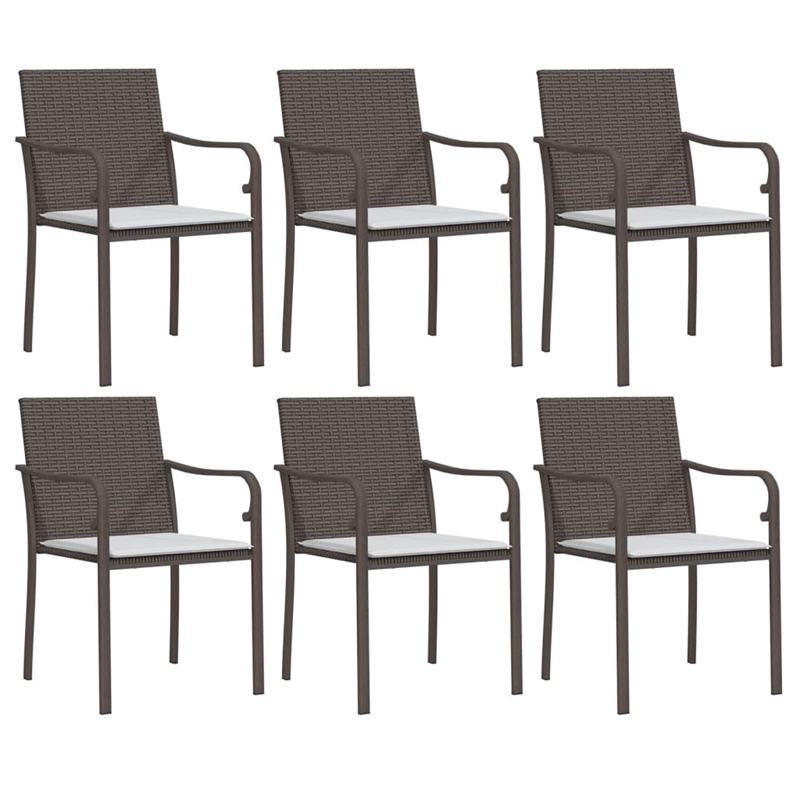 vidaXL Garden Dining Set in Brown Chair/Black Table/Cream White Cushion