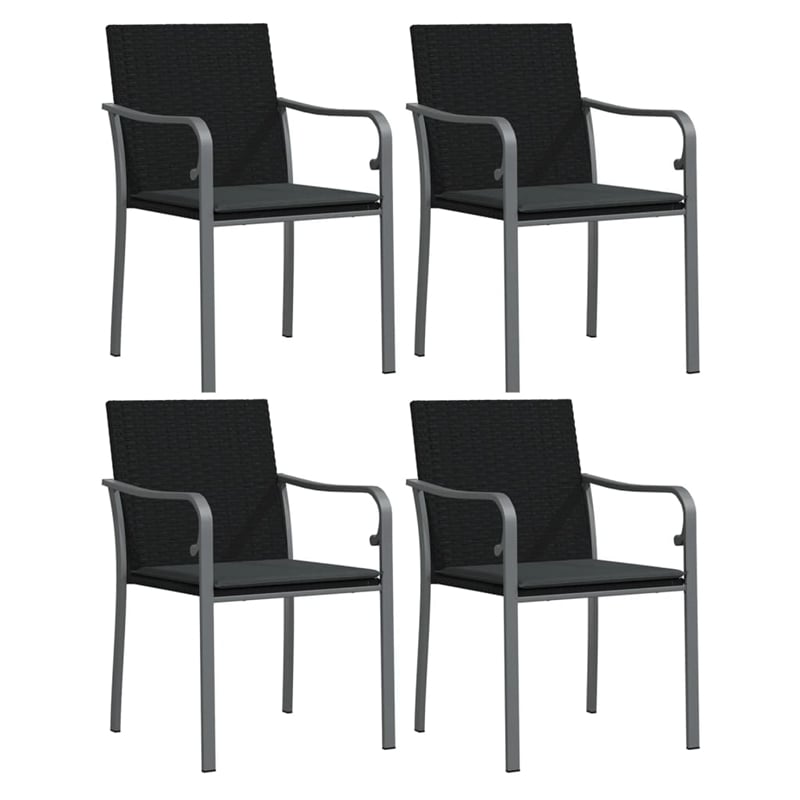 vidaXL PE Rattan 5 Piece Set Garden Dining Set in Black