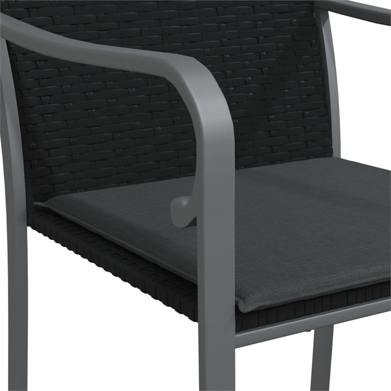 vidaXL PE Rattan 5 Piece Set Garden Dining Set in Black