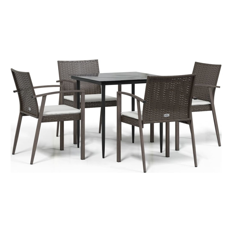 vidaXL Garden Dining Set in Brown/Black/Cream White